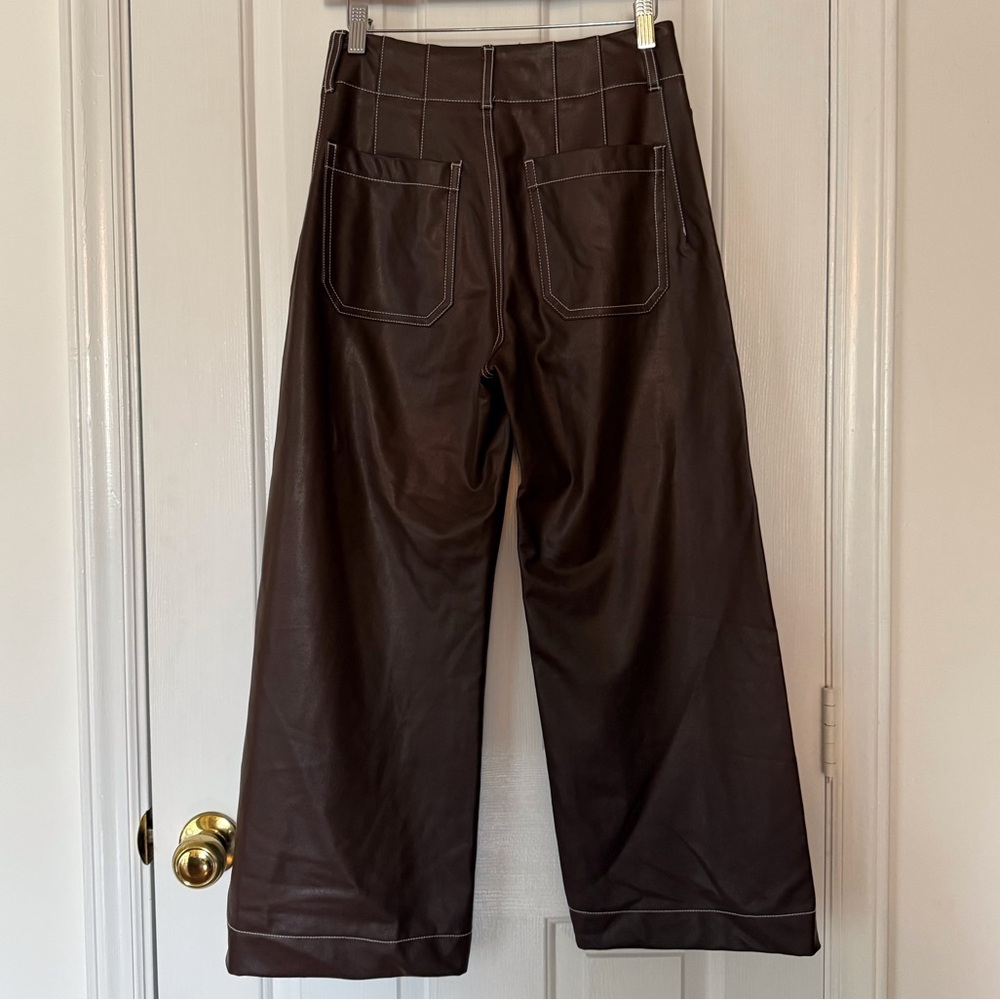 “MAEVE” Anthropologie Vegan Leather Colette Cropped Wide Leg Pant - Picture 11 of 16